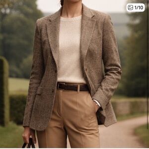 Harris Tweed Vintage Brown Plaid Women's Blazer - 100% Pure Scottish Wool 🧵